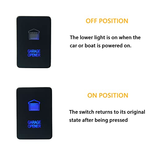 Image of Blue Led Garage Opener Momentary Push Button Switch for Toyota Sequoia Highlander Landcruiser Tacoma 4Runner Highlander 3A 12V (ON)-Off Retractive Button Switch