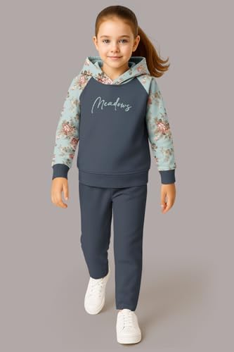 Image of HELLCAT Trendy Co-ords With Hoodie Sweatshirt and Trackpant Clothing Set for Girls.