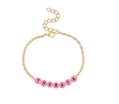 Gold Plated Letters Beads Bracelet Arabic Name For Women THURAYA