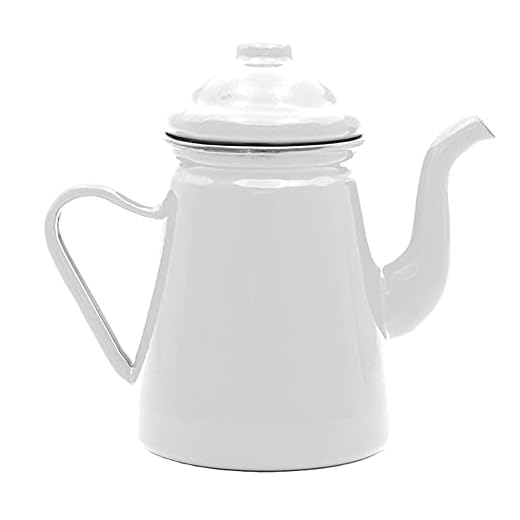 Mimo Style Bule Retrô na Cor Branca 1000ml, em Ferro Esmaltado. Sirva Chás, Chocolate Quente, Leite, Café e Outras Bebidas Com Todo Charme. Resistente e Durável, Produto é Ideal Para o Dia a Dia