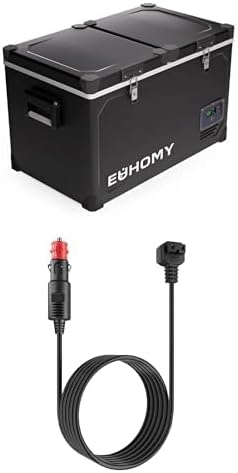 EUHOMY 12 Volt 69QT Electric Car Refrigerator Bundle with 11.6FT 12V DC Power Cord Cable for Camping Travel Truck Home