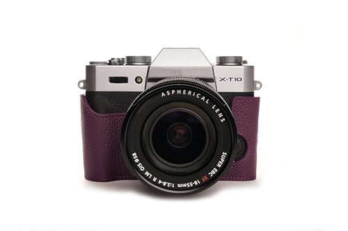 Camera case Fujifilm X-T20 cuir véritable violet étui demi-sac photo vintage