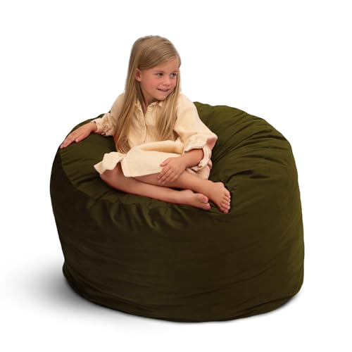 Image of ULTIMATE SACK 3ft Bean Bag Chair, Oversize Bean Bag Chair for Adults, Comfy Chair Bean Bag Couch Lounge Sofa Loveseat Furniture | Olive Suede