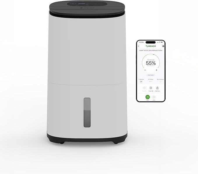 Meaco MeacoDry Arete Two 20L Dehumidifier & HEPA H13 Air Purifier, Wi-Fi Meaco App, Smart humidity mode, Laundry mode, Low Energy, Low Noise, Prevents Damp & Mould, 5x year warranty