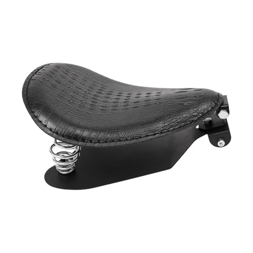 Motorrad Sitzkissen Krokodilmuster Motorradsitzkissen Universal Motorrad PU Leder Solo Sitz mit 2 Frühling Grundplatte für Meisten Modelle Honda, Yamaha, Kawasaki, Suzuki, Sportster (Schwarz)