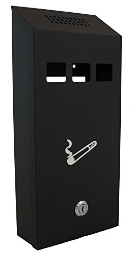 Buckingham al aire libre de la pared bloqueable cigarrillo cenicero papelera // / resistente de la bandeja de ceniza 2 ranuras en, negro Cover