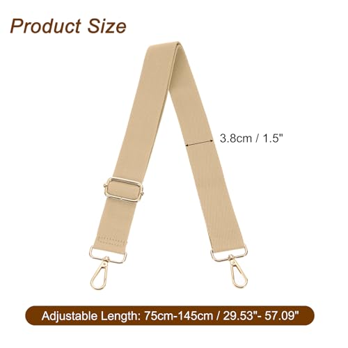 Image of uxcell Wide Shoulder Strap, 3.8cm Adjustable Purse Strap Replacement Crossbody Strap for Shoulder Bag Handbag, Khaki, Light Gold Pull Core Buckle