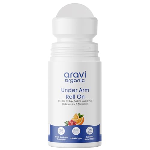 Under Arm Roll On Deodorant - 5% AHA, 2% Kojic Acid & 1% Mandelic Acid - Alcohol & Aluminium Free, Baking Soda Free - All Skin Types - Suitable for Women and Men - 1.6 FL Oz / 50 ml