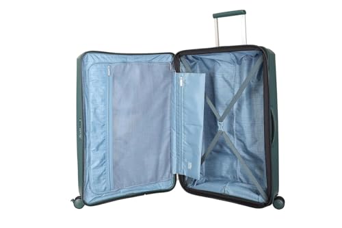 Image of American Tourister 77 CM Hard Shell 8 Spinner Wheel,Expander & Recessed TSA Lock Check-in Trolley Bag for Travel|Large PP Suitcase with Double Zipper,Flexi Packing Straps for Unisex (Green, 77 CM)