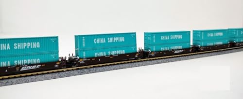 Kato 106-6210 N Gunderson Maxi I 5-Unit Well Car BNSF 238403 with China Shipping Containers, Turquoise -  KAT1066210