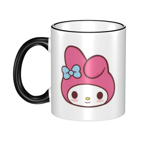 マイメロディ マグカップ 保温・保冷 電子レンジ対応 コーヒーカップ 陶器 セラミック 耐高温 軽量 個性人気 誕生日プレゼント大容量 Black
