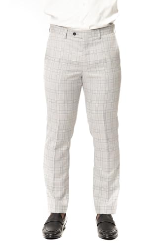 Slim Fit Plaid Mens Dress Pants Flat Front No Pleats 23112