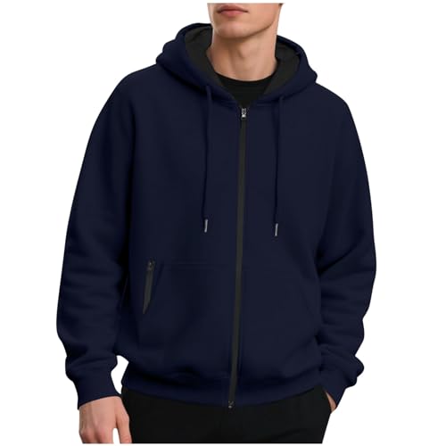 Full Zip Up Hoodies for Men Fashion Loose Fit Jackets Fleece Lined Winter Sweatshirt Warm Coats
