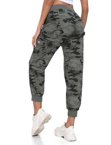 MoFiz Women's Outdoor Cargo Pants Lightweight Joggers Elastic Waist Athletic Hiking Sweatpants Casual Travel Pant with Pocket3