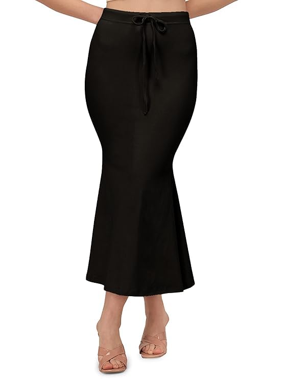 Image of Saree Shapewear Petticoat for Women Cotton Blended Lycra Body Shaper Peticoat, Long Under Skirt Dress for Saree,Stretchable Fishcut Innerwear for Ladies Saree in Party
