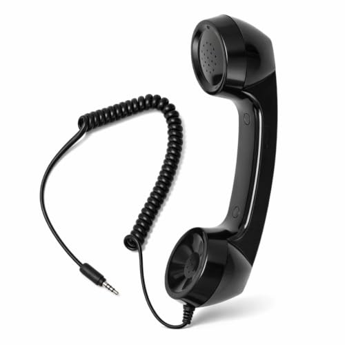 Combiné téléphonique vintage rétro, microphone haut-parleur pour cellulaire, connecteur 3.5mm, noir