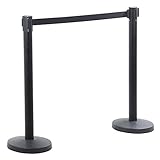 GU2BUY 2pcs Stanchion Set - 6.5FT Retractable Belt Black - Crowd Control Barrier Posts Queue