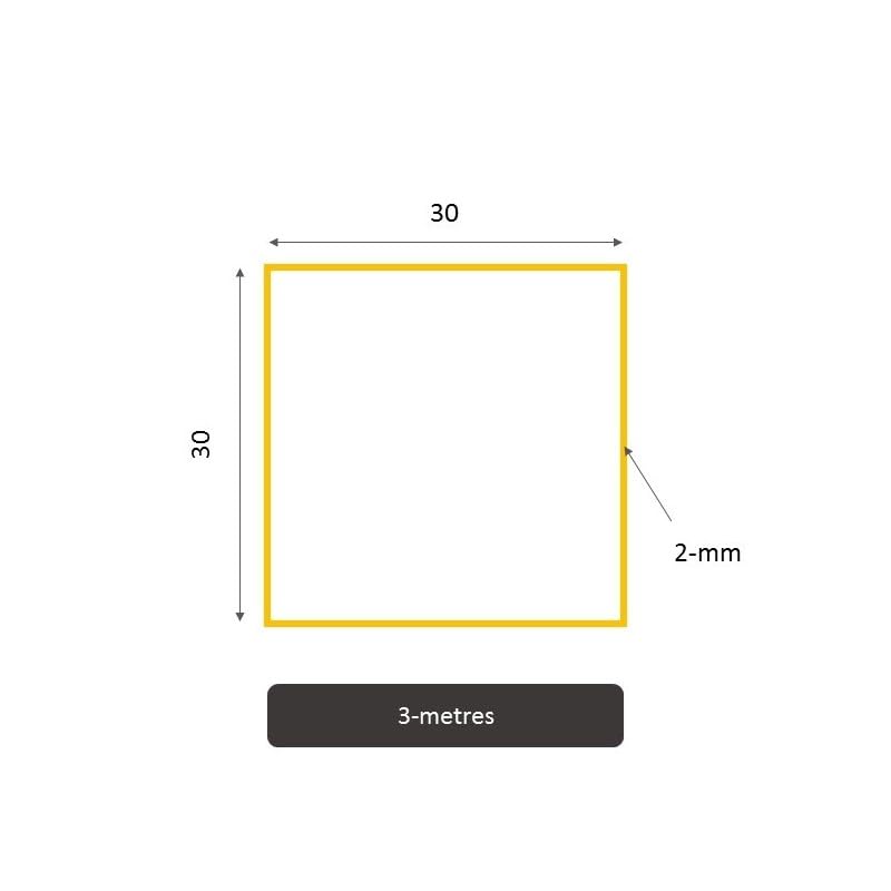 Tube Acier Carré S235 30x30 Mm Épaisseur 2 Mm - Longueur 3 Mètres - LE ROI DU FER Pour Construction Et Bricolage