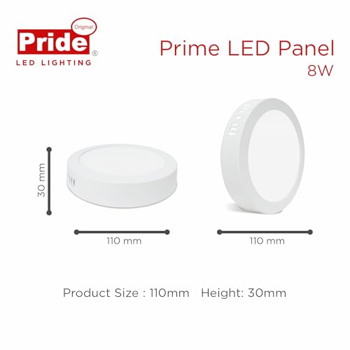 Image of Pride Lighting | Prime LED Panel | 8 Watt | Round | Surface Ceiling Light (White)