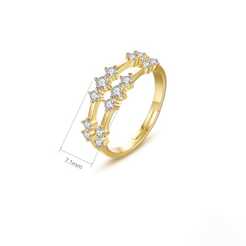 14K Gold Wedding Rings for Women, Double Row of Round Moissanite Promise Rings, Love Gifts for Her2