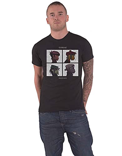 Gorillaz Camiseta Demon Days Band Logo Oficial Hombres Negro, Negro, M