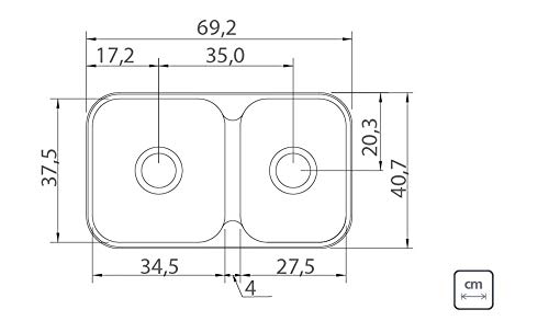 Cuba Tramontina Isis 2C 34-28 BS 69x40 94062102 Aço Inox Acetinado