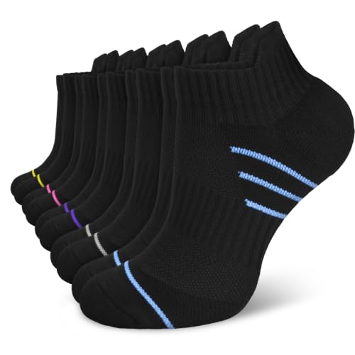 Aoliks Compression Ankle Socks for Women and Men, Black Low Cut Running Socks for Athletic Workout Cushion