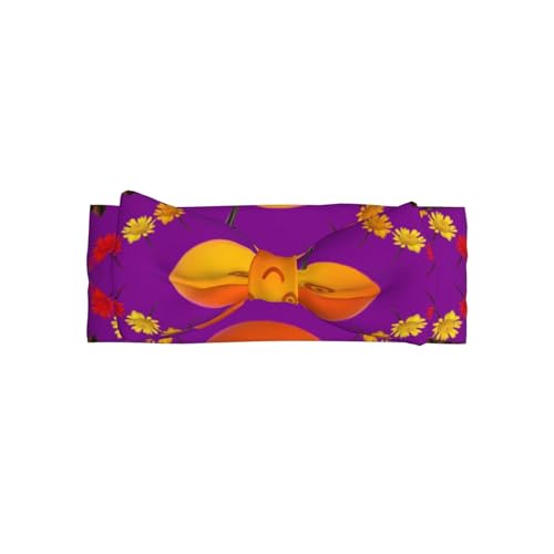 Smiley Orange Baby Bow Headband. Comfortable baby headband, suitable for daily wear and photo props.