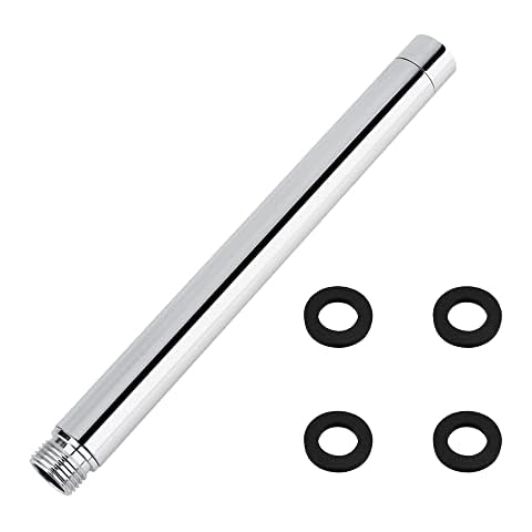 DXLing 27.5cm Round Shower Head Extension 304 Stainless Steel Shower Head Extension Arm G1/2" Straight Shower Head Extender Pipe Handheld Shower Extension Pipe for Bathroom Cover