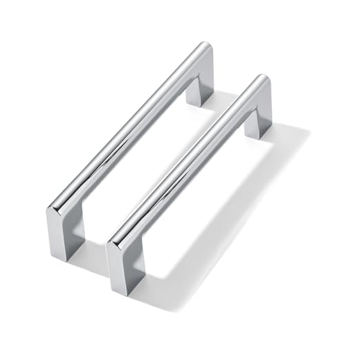 CABDM 10 Pack 6 Inch Hole Center Polished Chrome Cabinet pulls Heavy Duty Solid Hardware for bathrooms Dressing Tables cabinets and Kitchen cabinets.