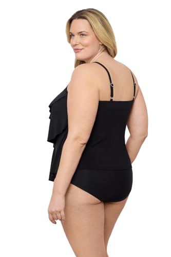 Aqua Green Womens Triple Ruffle Tier Swim Tankini Top with Adjustable Straps2