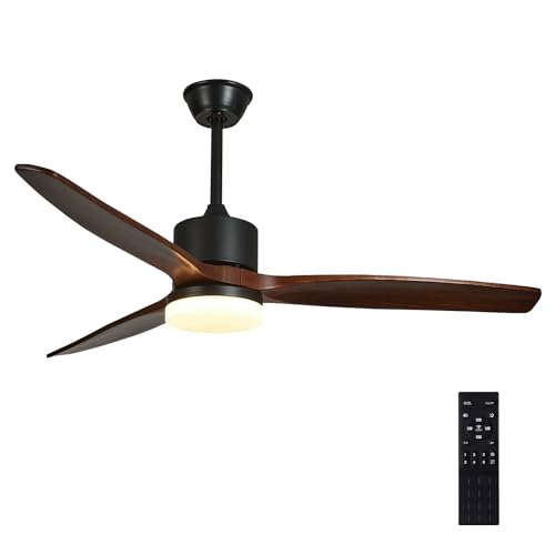 Merrysun Deckenventilator mit Beleuchtung holz und 3 Flügeln 2 in 1...