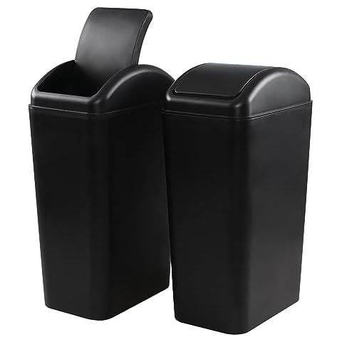Bblina 2-Pack 14 Liter Swing Lid Garbage Can, Plastic Small Trash Bin Wate Bin Cover