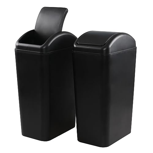 Image of 2-Pack 14 Liter Swing Lid Garbage Can, Plastic Small Trash Bin Wate Bin