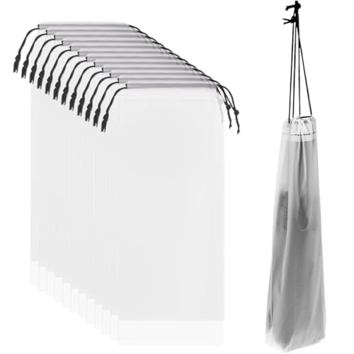 10 piezas de bolsa de cubierta de paraguas portátil, bolsas de almacenamiento impermeables para soporte de paraguas para escuela, jardín, oficina, interior y exterior (transparente)
