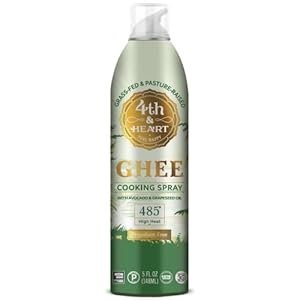 4th & Heart Original Ghee Oil Non-Stick Cooking Spray, Made with Grass-Fed, Pasture-Raised Ghee, Keto, Lactose-Free, Certified Paleo Baking Spray (5oz)