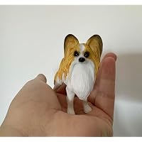 Amazon.co.jp: リアルな小さな樹脂パピヨン置物ギフト、犬の記念の置物