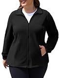 COOTRY Plus Size Fleece Jacket Women Lightweight Zip Up Jackets Soft Warm Long Sleeve Polar Coat with Pockets...