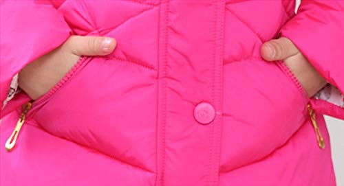 Kids Girls Cotton-Padded Jacket，Winter Parka Warm Coat, Warm Snowsuit Hooded Winter Outwear With Soft Fur Hoodies (Rose, 7T (Height:49.6"-53.1")) #TOP5