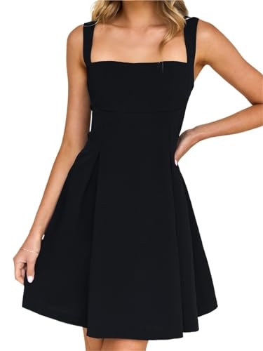Robe blanche sans manches à décolleté carré : l'élégance de la mini-robe trapèze d'été