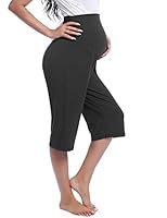 Joyaria Capri Schwangerschaftshose Umstandshose Bambus Viskose Schwangerschafts Umstands Jogginghose Maternity Pants (Schwarz, L)