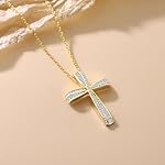Cross Necklace for Women, 925 Sterling Silver 18K Gold Plated Cross Necklaces for Women, Cross Pendant with 5A Cubic Zirconia Diamond, Birthday Christmas Jewelry Gifts for Women Her Wife - Image 2