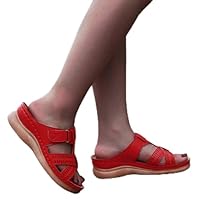 HHZY Sandali Ortopedici da Donna Comodi Sandali con Tacco A Zeppa Bassi Pantofole per Scarpe da Spiaggia con Punta Aperta Estiva Casual,Blu,US7.5/EU39