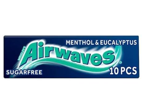 Goma de mascar Wrigley's Airwaves sin azúcar de mentol y eucalipto, 30 x 10 pellets La experiencia original de sabor fuerte con el refrescante mentol Airwaves vendido por Kidzbuzz