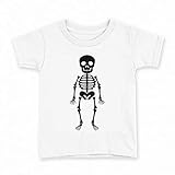 [igsticker] プリント Tシャツ キッズ 子供 100 サイズ size おしゃれ クルーネック 白 ホワイト t-shirt 017444 ハロウィン ホラー ガイコツ 骸骨 モノトーン