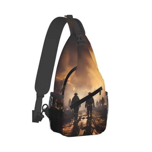 Mochila unisex de poliéster con estampado de bomberos miniatura 2