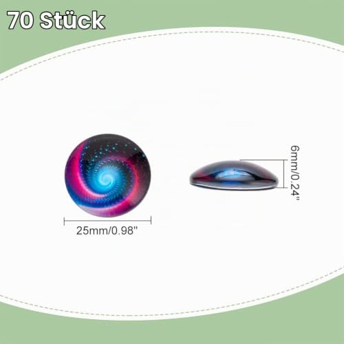 Foto von PandaHall 70 Styles Mosaiksteine 25mm Glassteine Bunte Glas Cabochons Regenbogen Halbrunde Fliesen Kaleidoskop Cabochons Kuppel Edelsteine Für Foto Cameo Anhänger Schmuckherstellung Scrapbooking