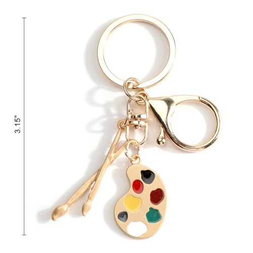 SHTALHST Painting Tools Keychain Art Palette Keychains for Women Painter Brush Charm Creative Gift for Art Teacher