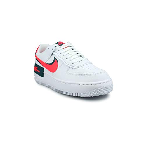 Image of Nike womens Air Force 1 Basketball, White Dk Teal Green Solar Red White White, 7.5