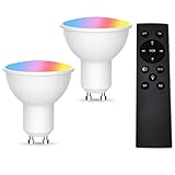 Chener Zigbee Smart GU10 Light Bulb 5W with Remote Control, Smart Hub Required, Works with SmartThings and Echo with Built-in Hub, Voice Control with Alexa and Google Home, Color Ambiance Bulb, 2 Pack